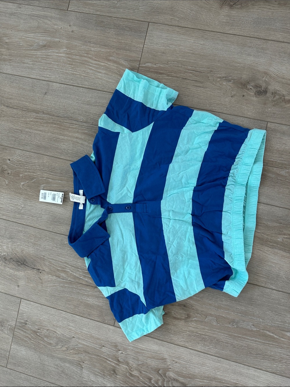 Full Tilt Blue and Mint Striped Polo Shirt